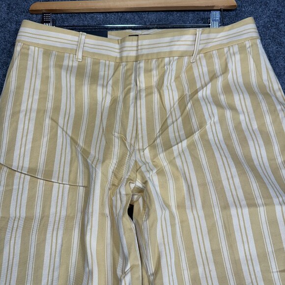 Club Monaco Pants Womens 12 Matie Slim Crop Yellow Stripe Cotton Stretch NEW - Picture 3 of 8